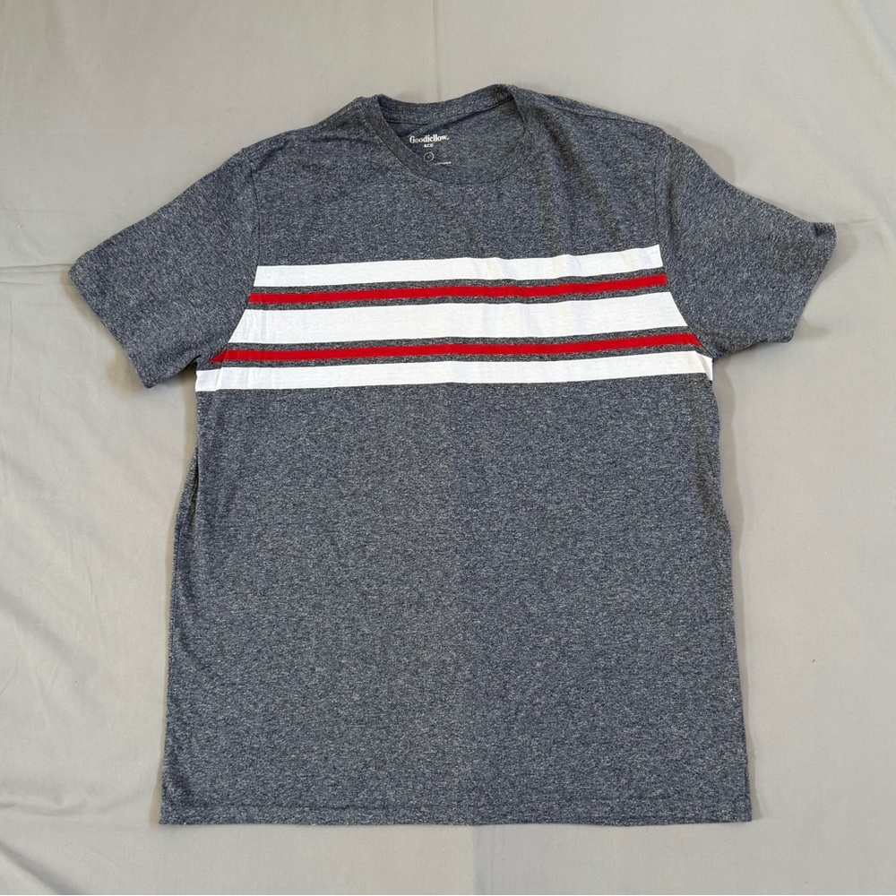 Goodfellow & Co Charcoal Tee with Red‎ and White Stripes